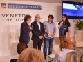 Il regista Alberto Gambato (da destra), Vainer Tugnolo e Angelo Zanellato (Consvipo), nella sala della Regione Veneto all'Hotel Excelsior. Venezia72 Foto Valentina Zanaga